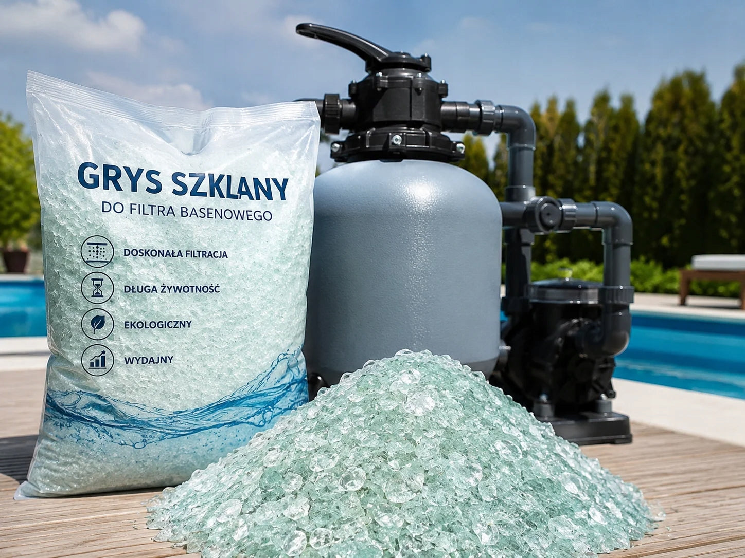 Filter glass for swimming pool 20 KG Packaging status original