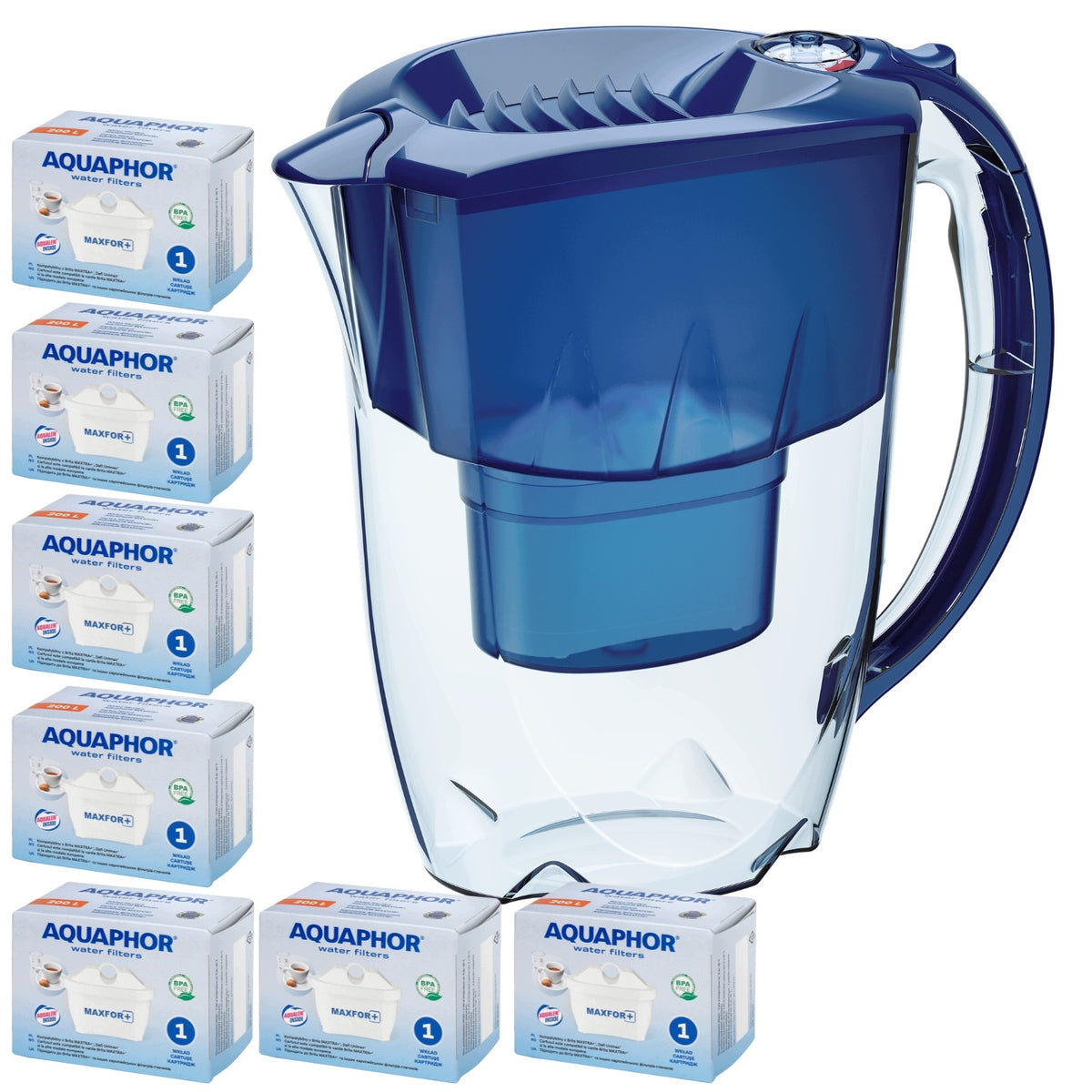 Filter jug Aquaphor Amethyst 2,8 l navy blue with 7 Maxfor+ cartridges