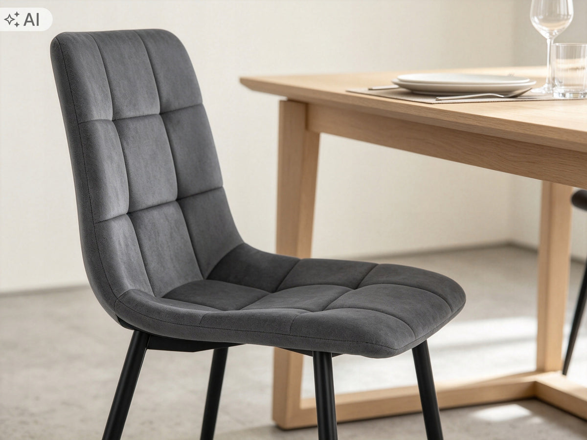 Final Sale 4 Pcs Grey Velour Chair Upholstered Living Room Dining Room Brand no brand