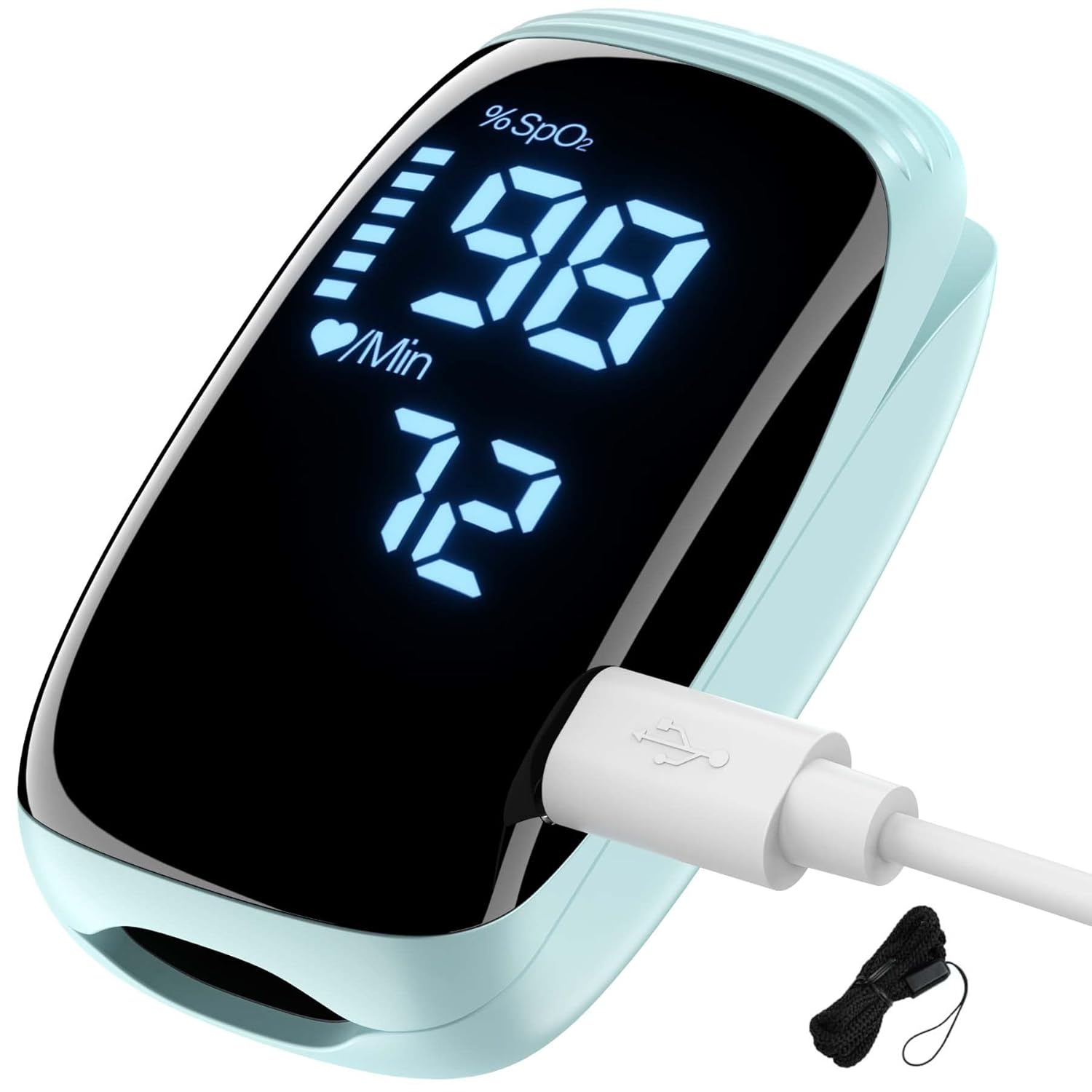 Finger Pulse Oximeter With Usb-C Led Sport Home Heart Rate Meter And SpO2