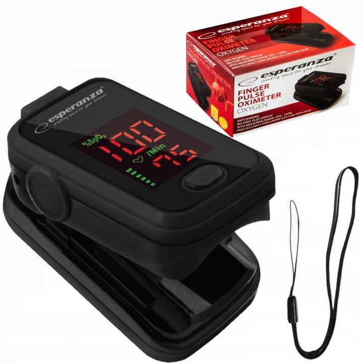 Finger pulse oximeter SpO2 compact heart rate Esperanza OXYGEN