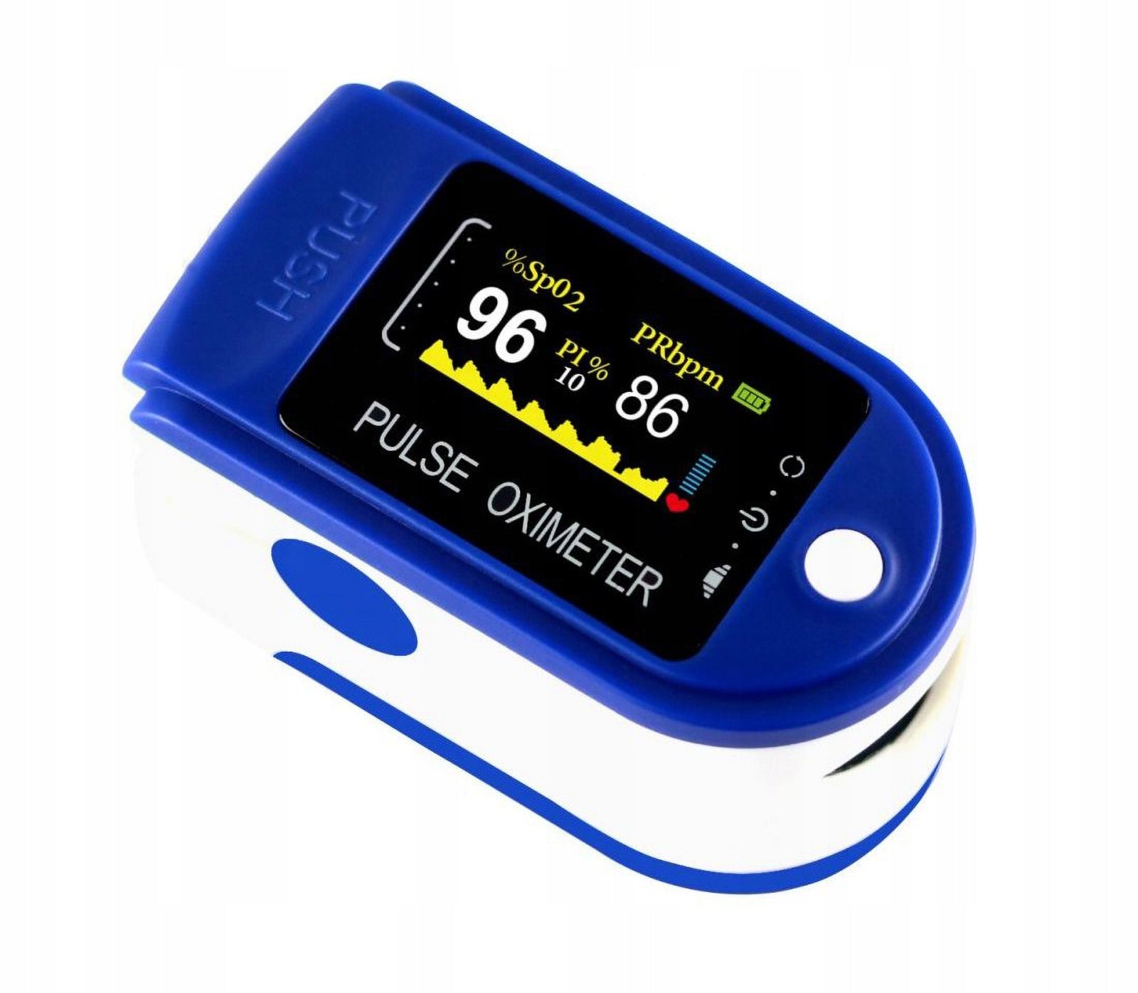 Finger pulse oximeter for measuring blood saturation levels