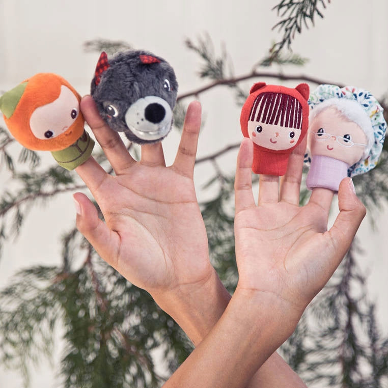 Finger puppets Red Riding Hood Wolf Grandma Forest Ranger set Lilliputiens Brand Lilliputiens