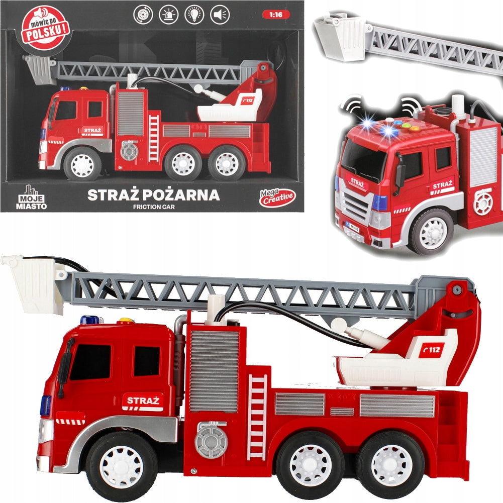 Fire Brigade Fire Truck Large Light Sound Car Driven Pours Water Packaging status original