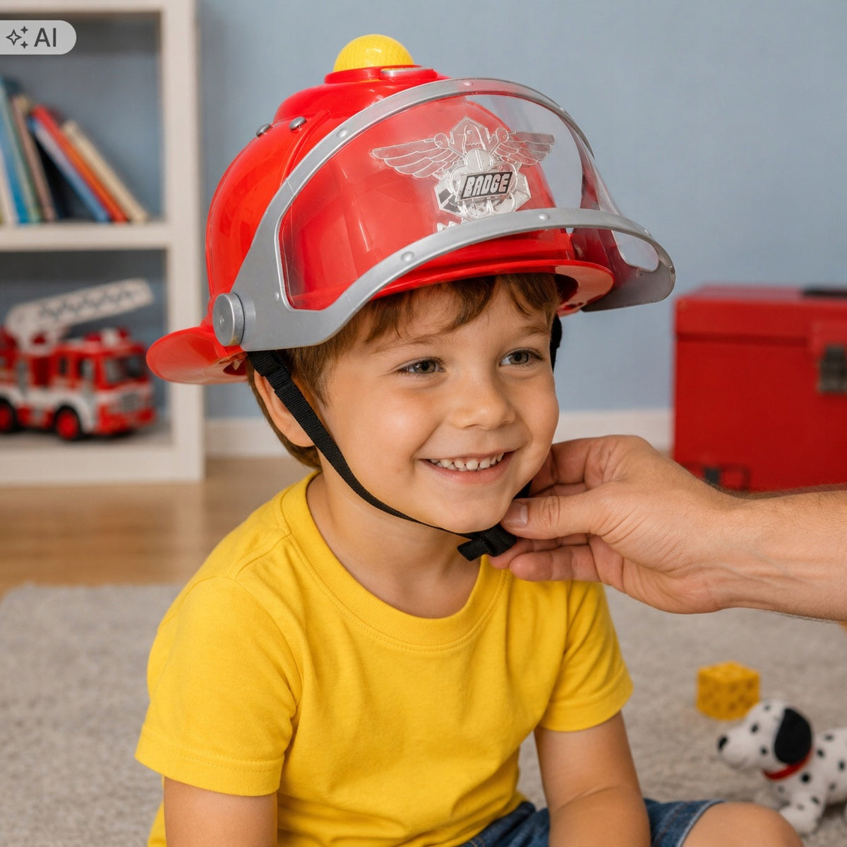Fire Brigade Helmet Firefighter Helmet Red Fast Light Sound Manufacturer code Kaks Strażacki Szybką Mały Strażak Gra Świeci