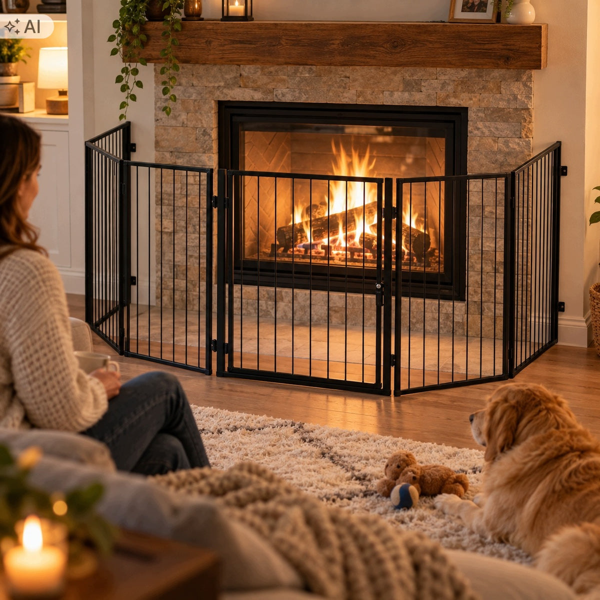 Fireplace Gate Cover Protective Barrier for Children 304cm Packaging status original