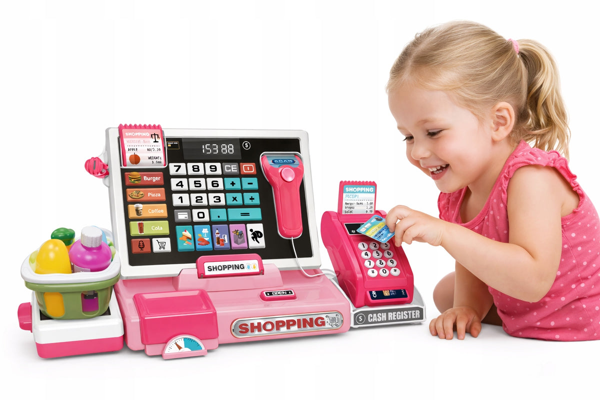 Fiscal Cash Register for Children Shop Calculator Scanner Sound Basket Weight Manufacturer code 12012