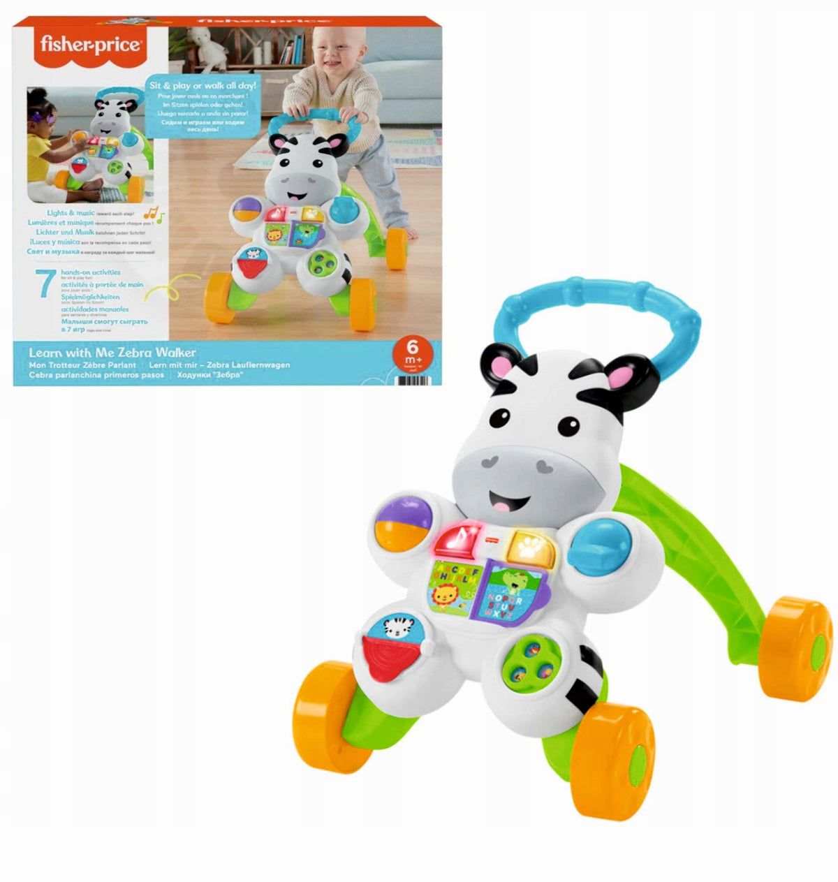 Fisher-Price INTERACTIVE Walker ZEBRA Pusher Educational ENGLISH