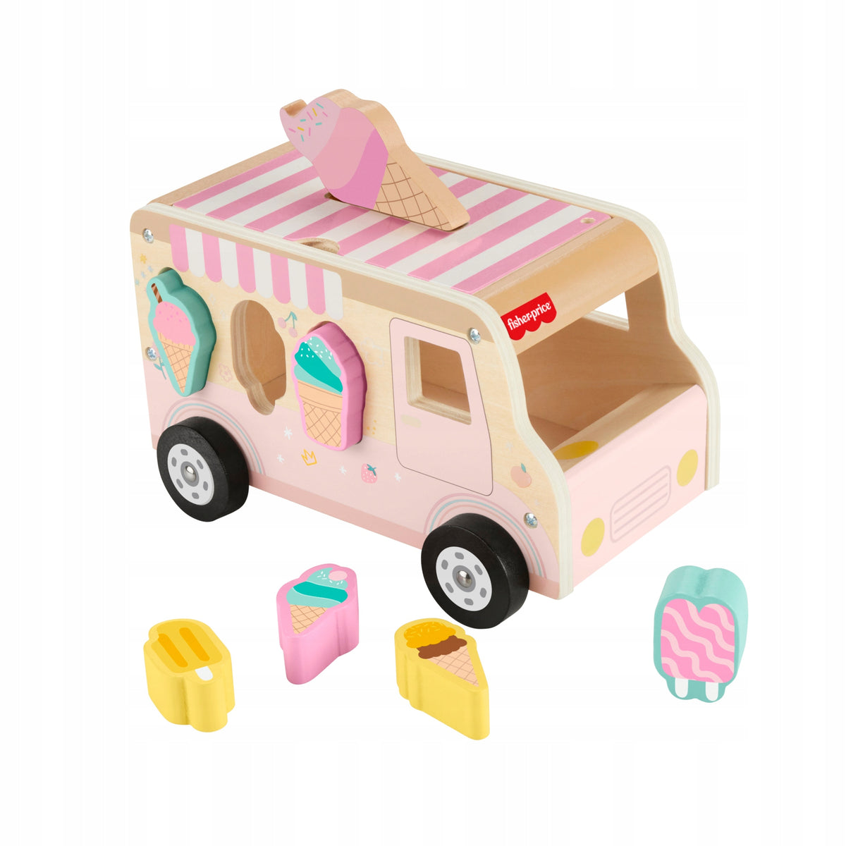 Fisher-Price Ice Cream Truck Shape Sorter Wooden Toy HXT86 Brand Fisher-Price