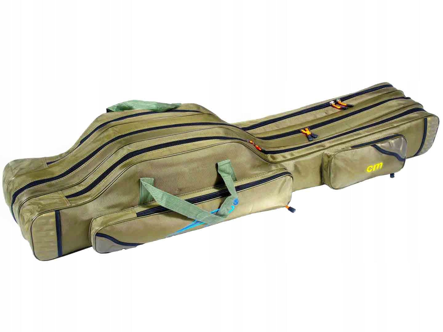 Fishing BAG ROD COVER 140 cm 3 COMPARTMENTS reinforced KHAKI