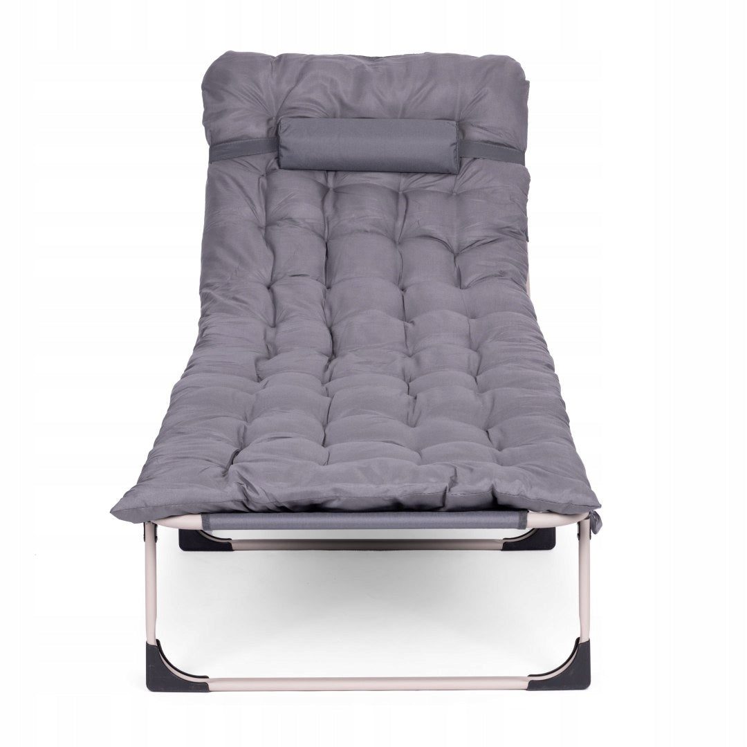 Fishing Garden Sun Lounger Folding with Mattress and Cushion Grey MultiGarden Packaging status original