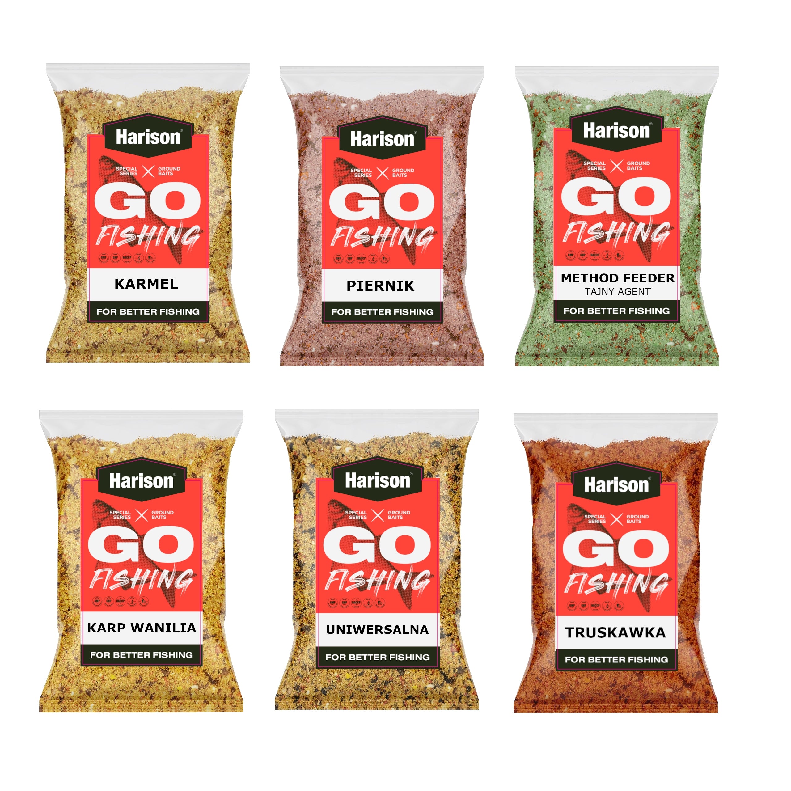 Fishing bait set 18kg mix of flavors Harison carp amur bream feeder Manufacturer code GO-SET3KG