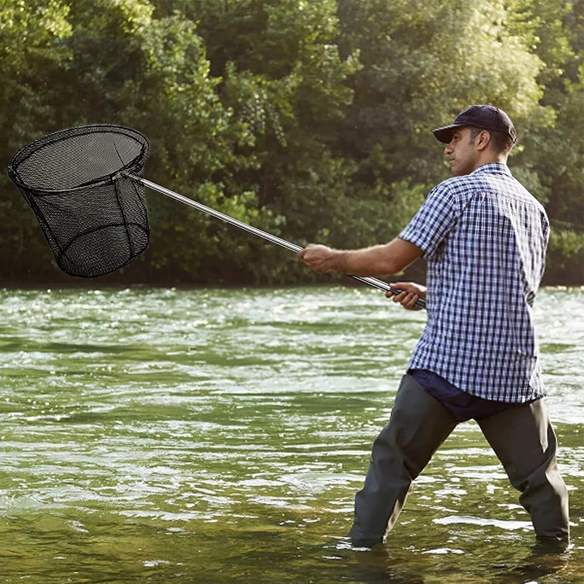 Fishing landing net 1.8 m telescopic strong metal folding basket Manufacturer code 4048715777721