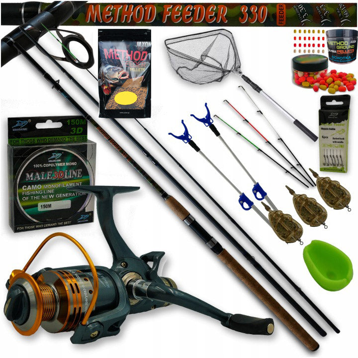 Fishing set METHOD FEEDER Fishing rod 330 reel bait JAXON