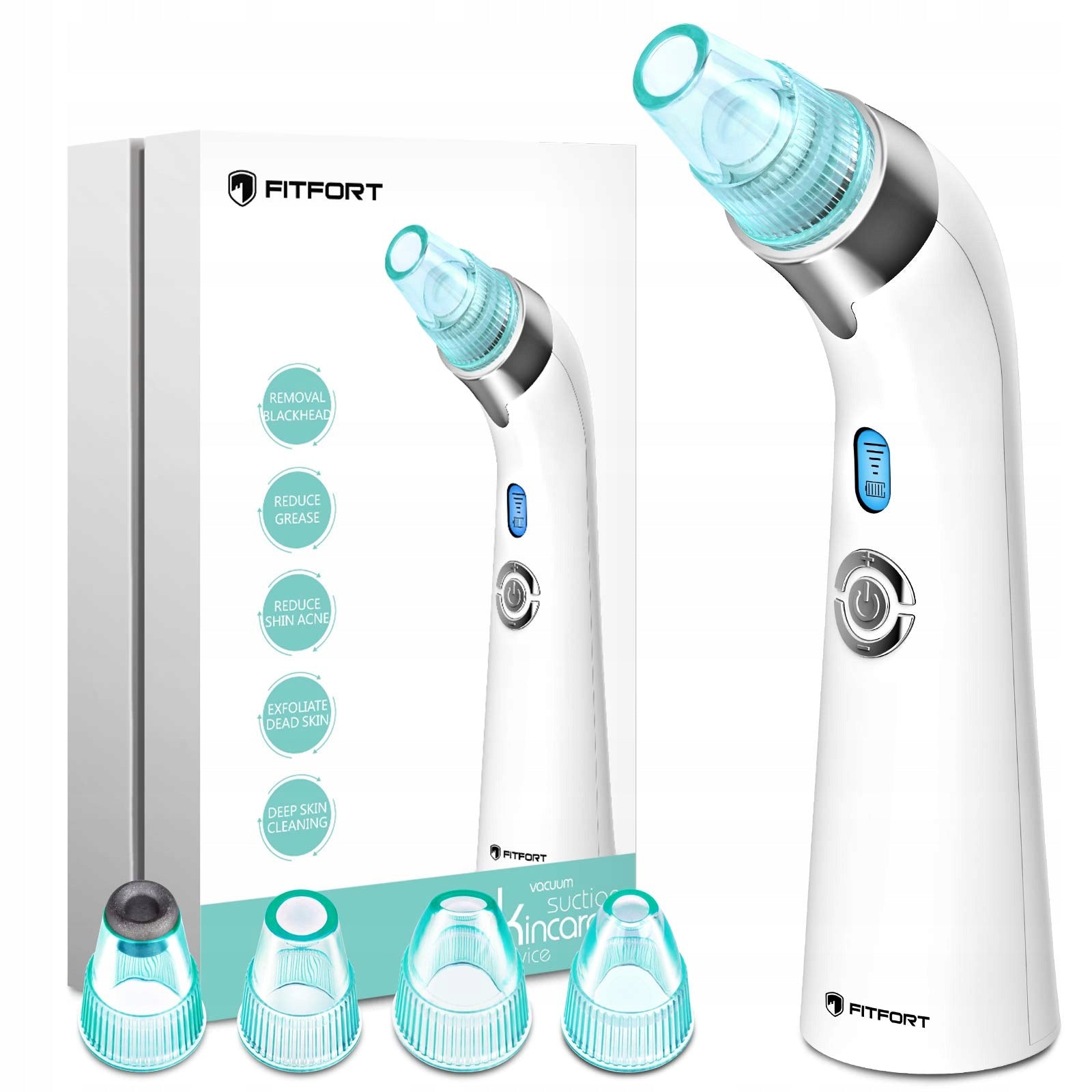 Fitfort Cordless Blackhead Vacuum Cleaner 4 Tips 5 Levels