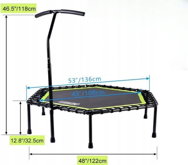 Fitness Trampoline OneTwoFit with Adjustable Handle 109cm Home Packaging status original