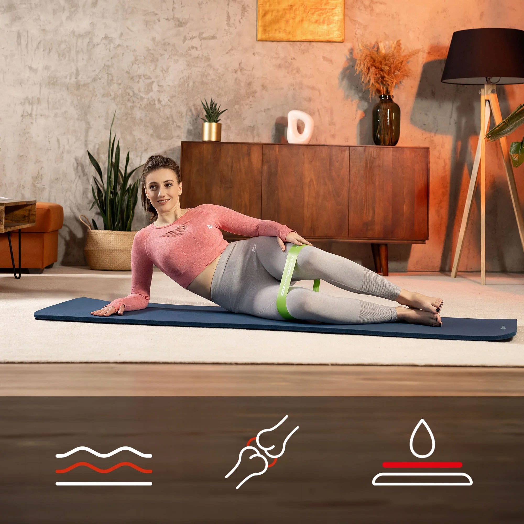 Fitness mat thick non-slip for exercise NBR 1cm 190x60cm mat Brand Hop-Sport