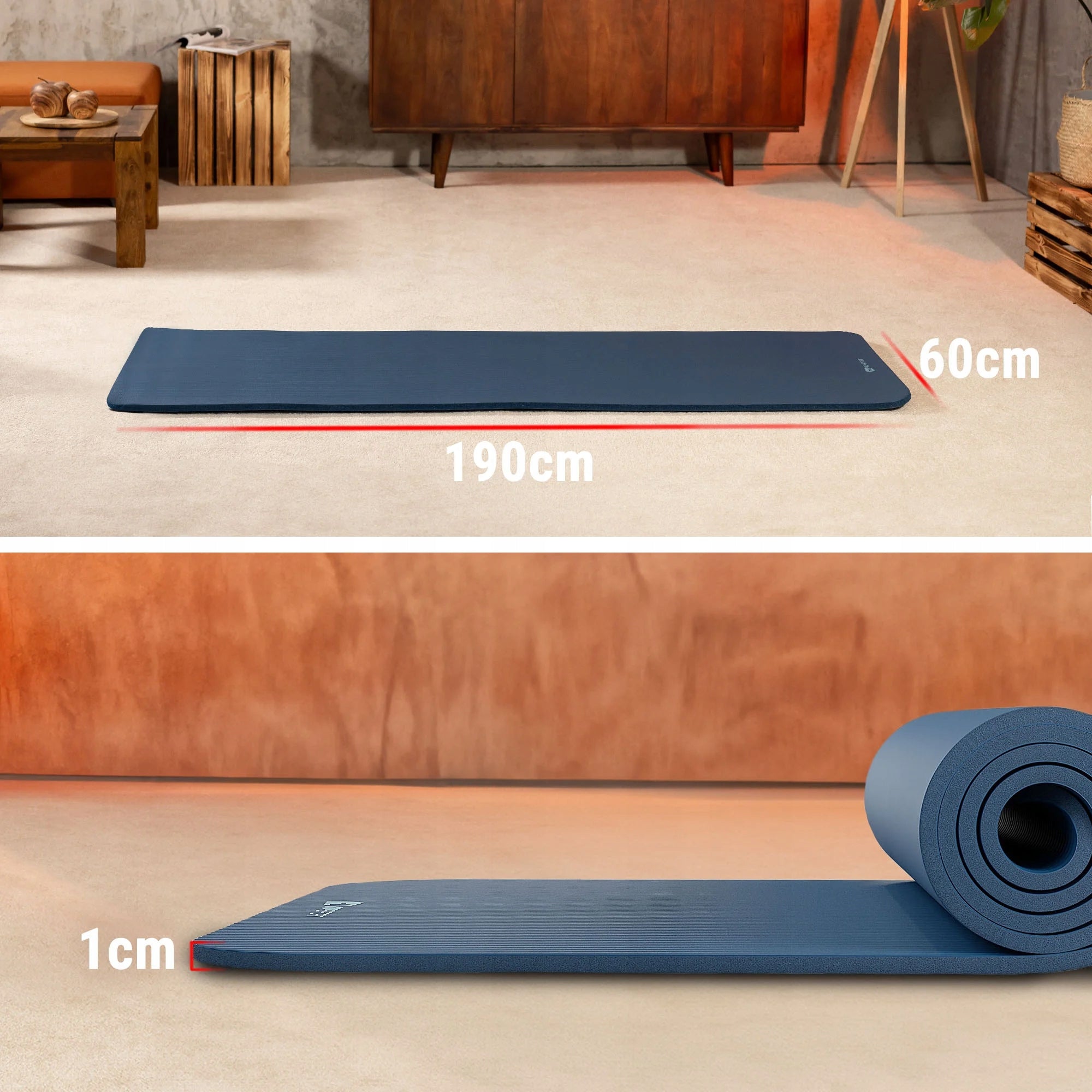 Fitness mat thick non-slip for exercise NBR 1cm 190x60cm mat Packaging status original