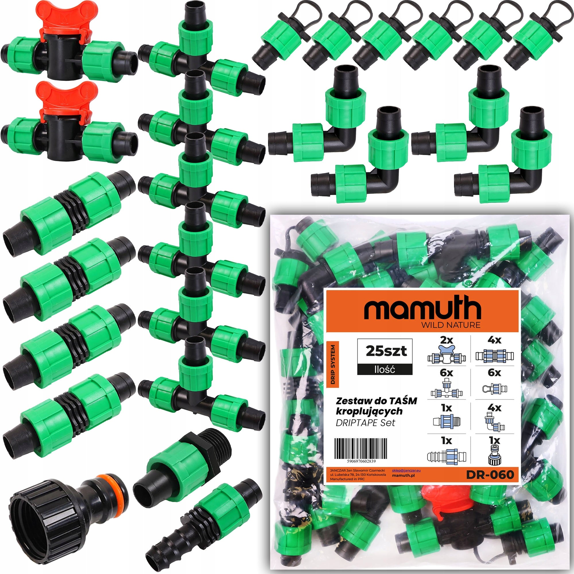 Fitting drip tape assembly kit 25pcs DR-060 MAMUTH