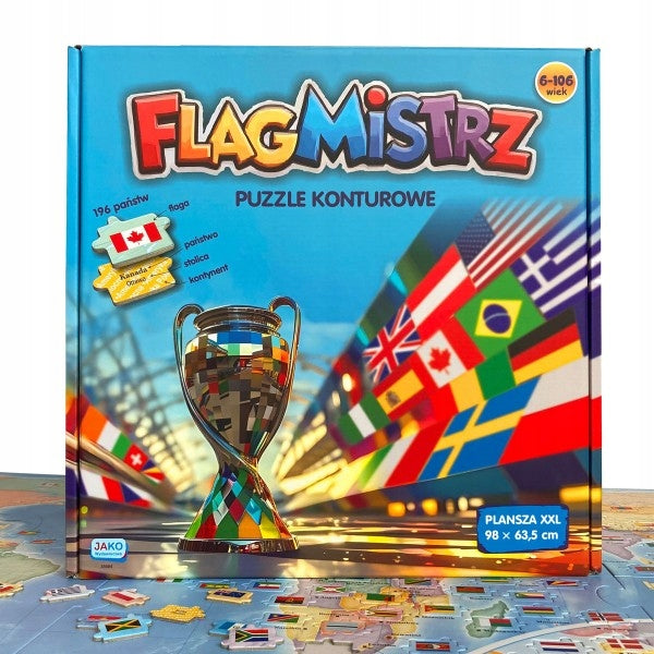 Flagmaster. Contour puzzles. Map Flags and capitals of countries of the world Manufacturer code 35584