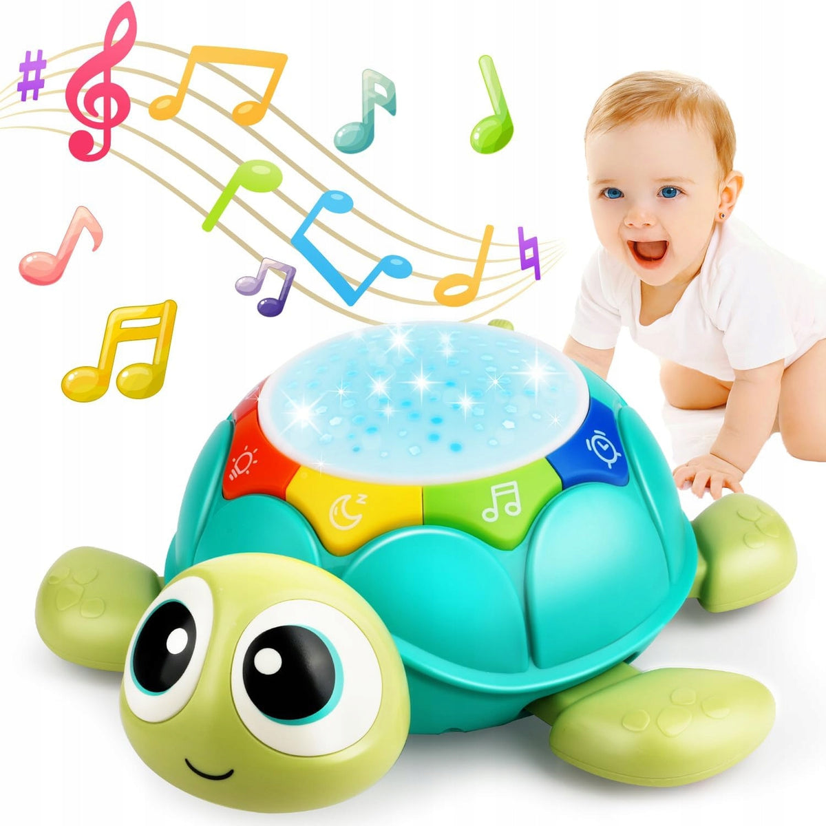 Fleeing Crawling Interactive Turtle TOY Sounds Play Music Light
