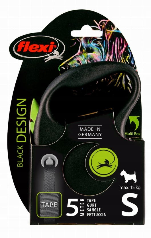 Flexi Black Design Automatic Dog Lanyard Tape S Green 5 Meters Manufacturer code FU12T5.251.S CG