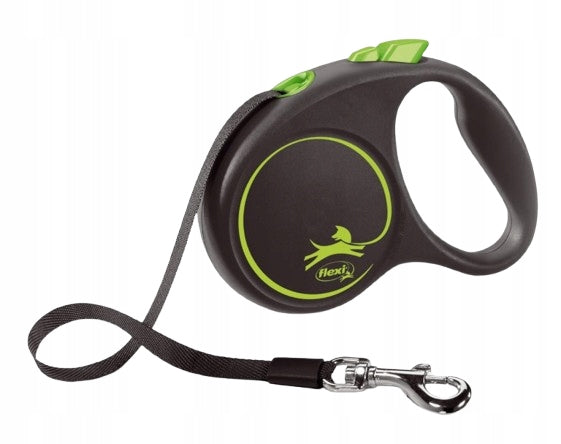 Flexi Black Design Automatic Dog Lanyard Tape S Green 5 Meters