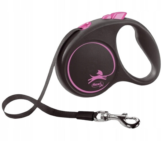 Flexi Black Design Automatic Dog Lanyard Tape S Pink 5 Meters