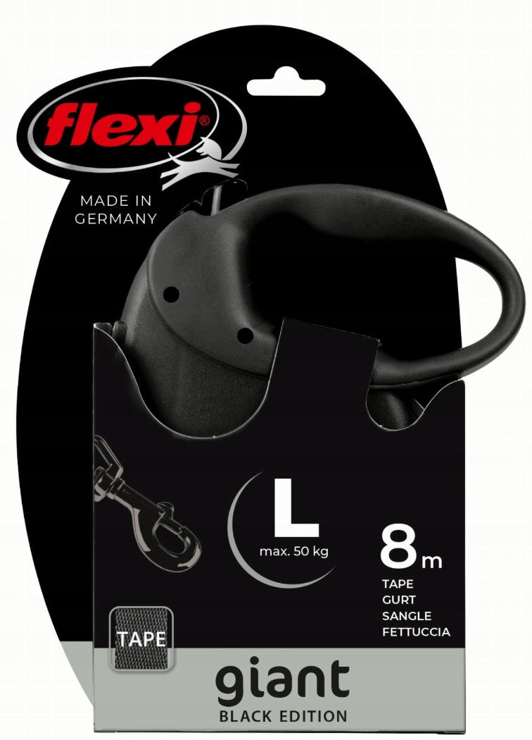 Flexi Giant Black Automatic Dog Lanyard Tape Black L 8 Meters Brand Flexi