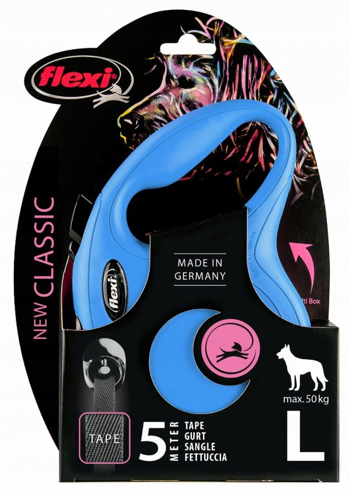 Flexi New Classic Automatic Dog Lanyard Tape L blue 5 meters Brand Flexi