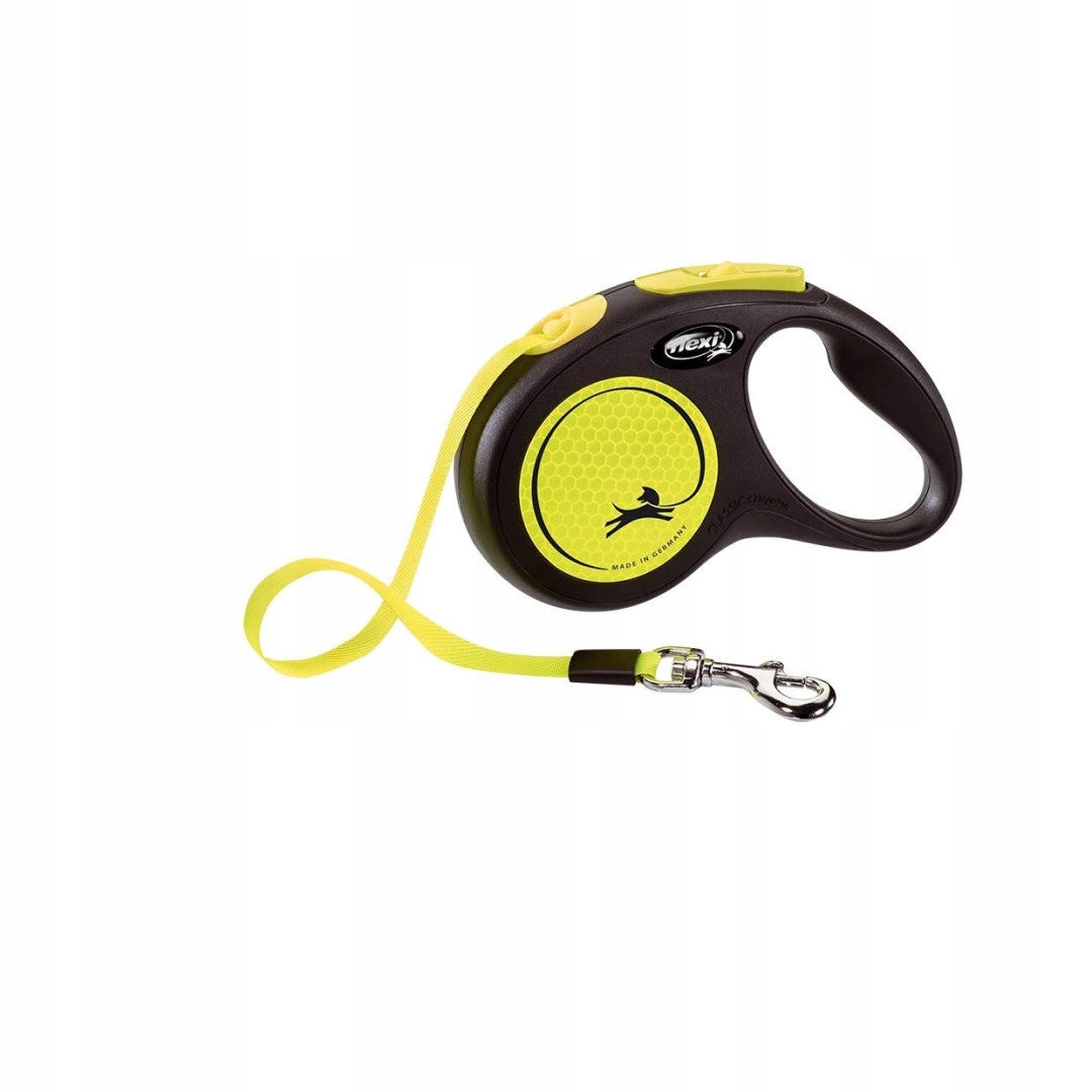 Flexi New Classic Neon 5m Automatic Lanyard for Dog and Cat up to 15kg Tape Packaging status original