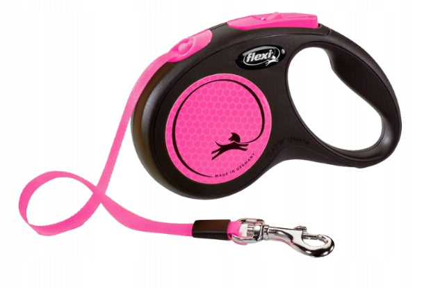 Flexi New Neon Automatic Dog Lanyard Tape S Pink 5 m