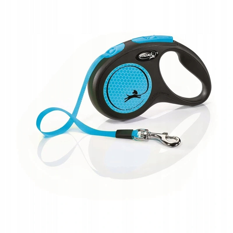 Flexi New Neon Automatic Dog Leash Black/Neon Blue S 5m