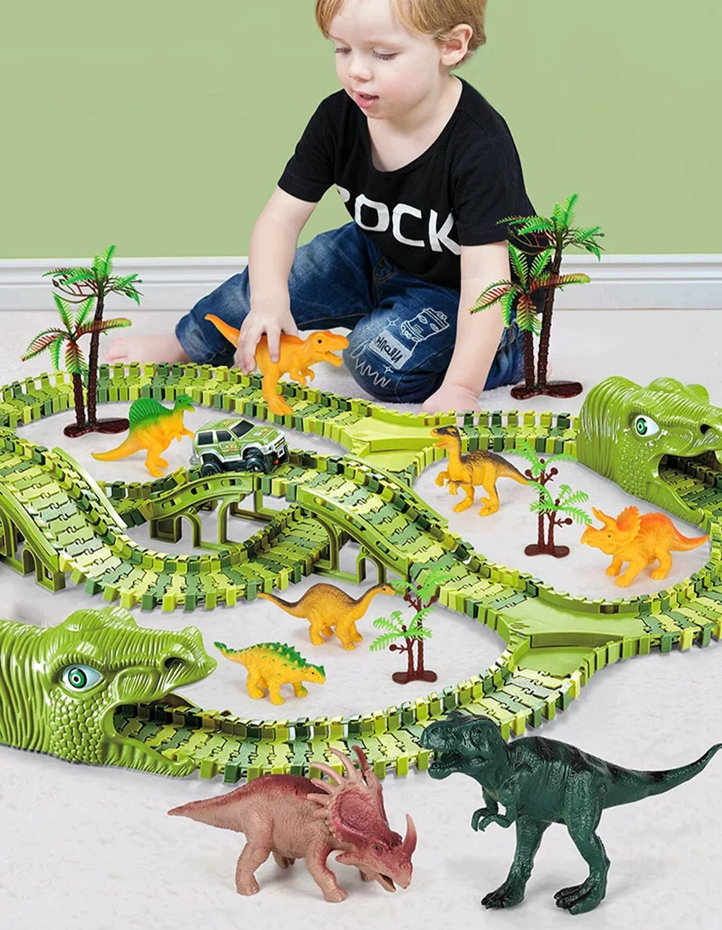 Flexible Car Track Dinosaur Park Electric Car 360cm Packaging status original