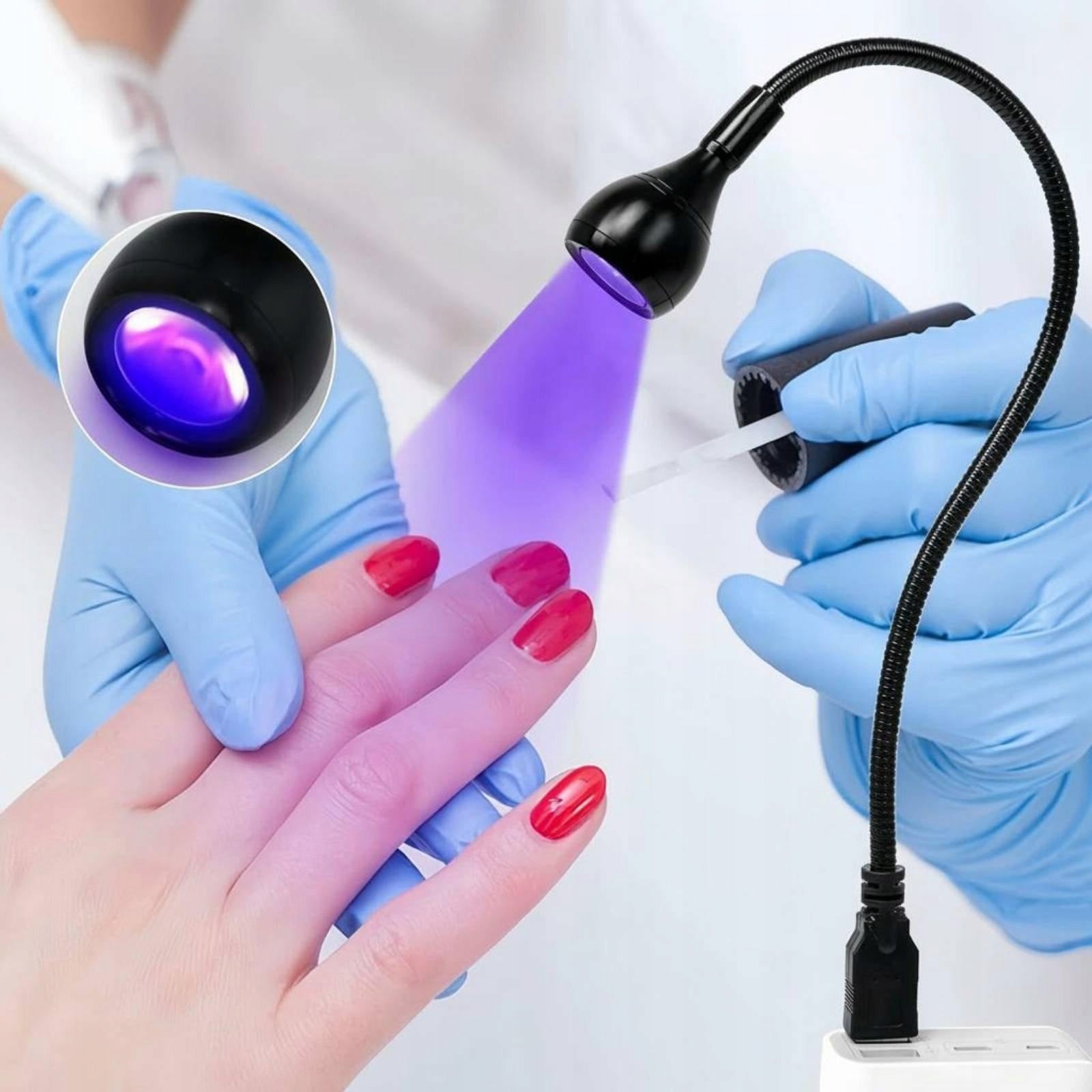 Flexible Gooseneck Manicure Lamp USB Powered Silver Black Wire Boxed Medical device type accessories for a medical device or a product without an intended medical purpose
