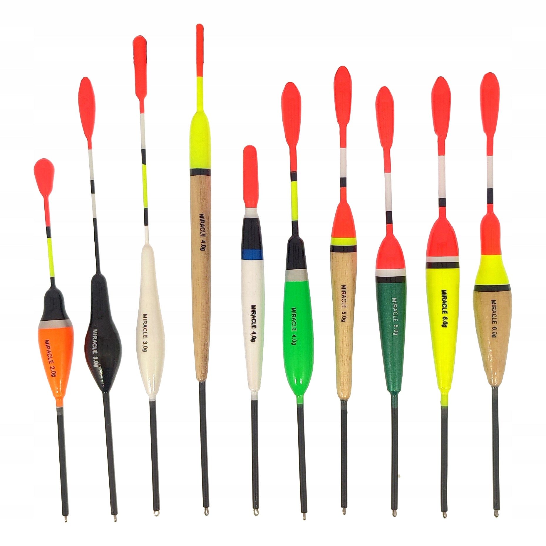 Floats with bottom mount 2g-6g set of 10pcs