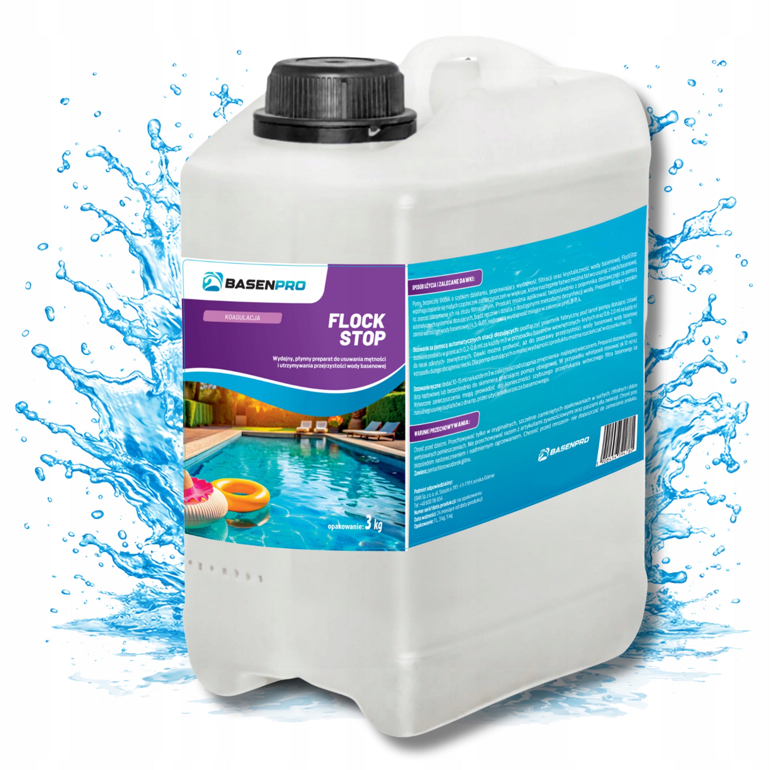 Flock Stop Liquid REMOVES CLOUDY Water in Pool Coagulant for Pool 3 KG