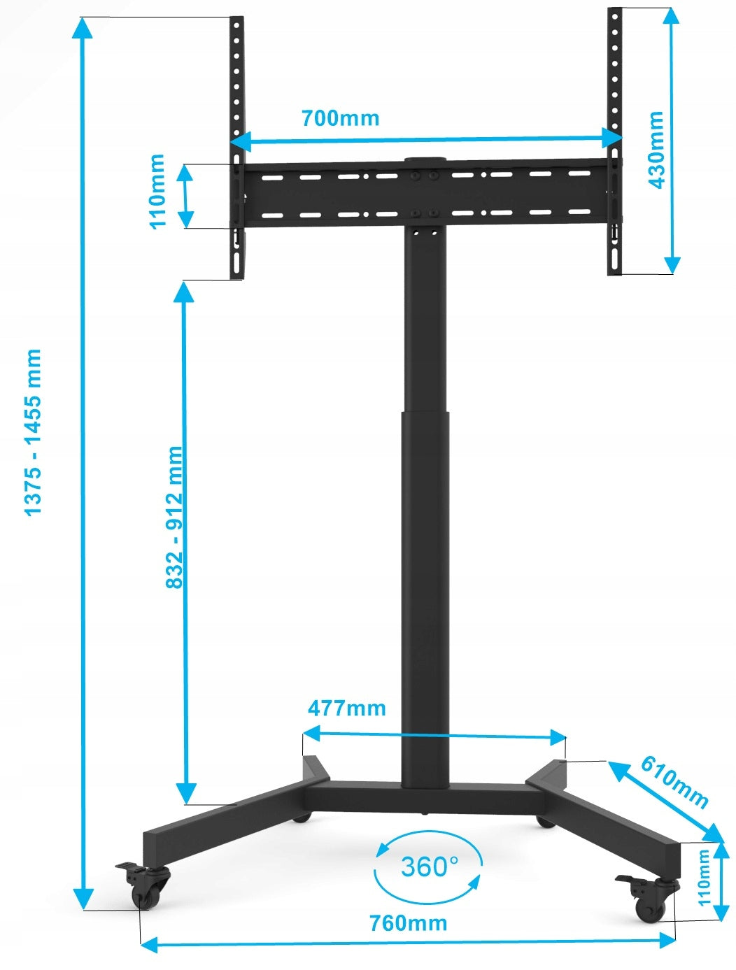 Floor Mobile TV Stand for Universal TV Adjustable Brand Vetouson