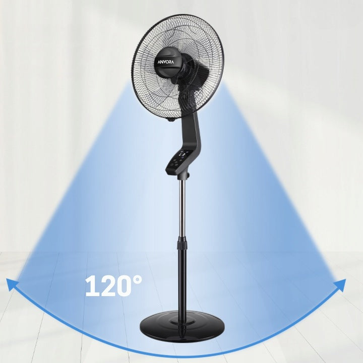 Floor Standing Fan with Remote Control Powerful Quiet Room Windmill 50W Dominant color black