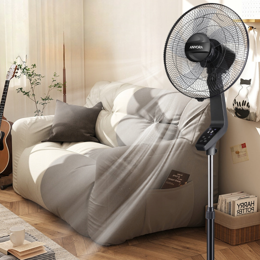 Floor Standing Fan with Remote Control Powerful Quiet Room Windmill 50W Packaging status original