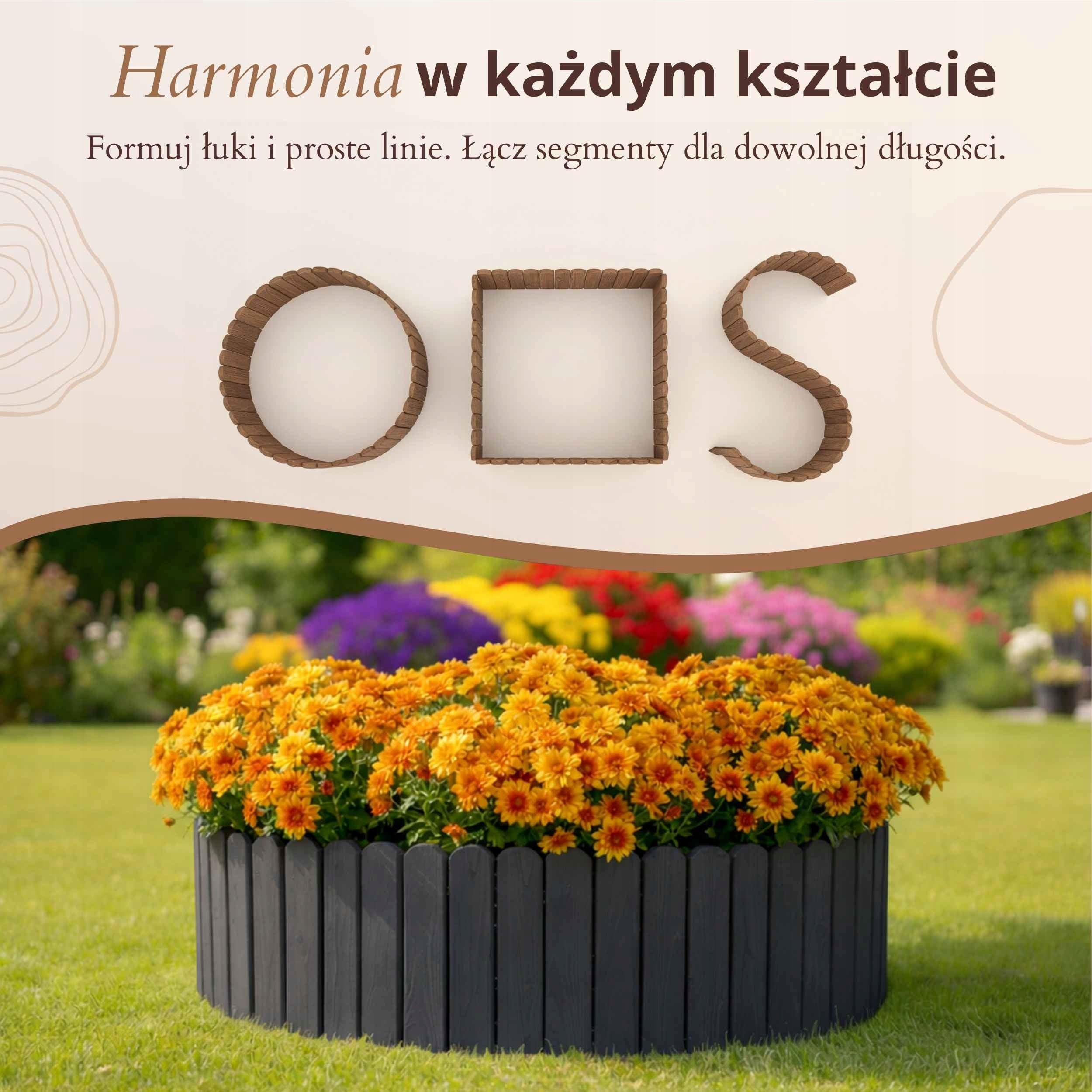 Floranica Garden edging 200x10 cm anthracite wooden fence Color gray