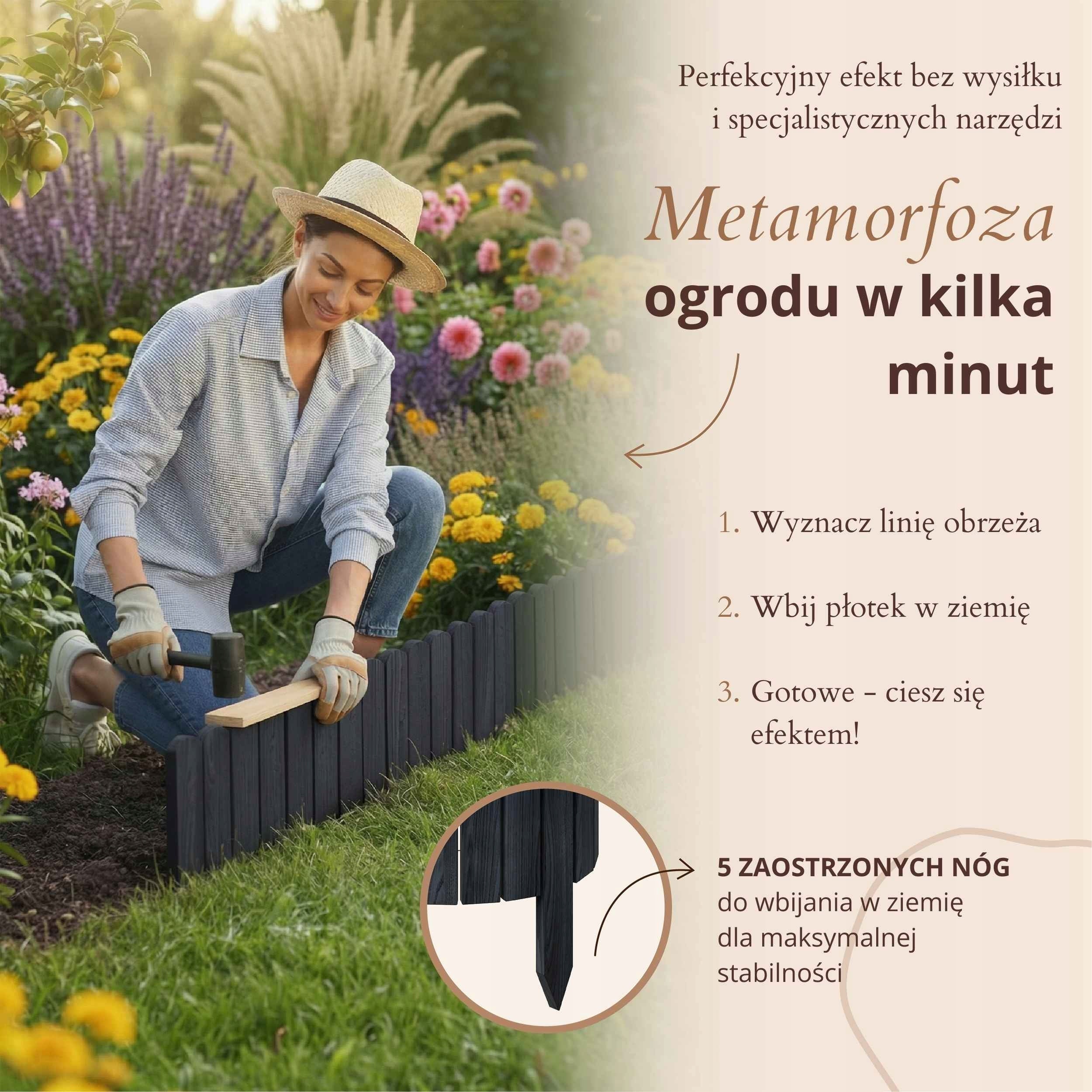 Floranica Garden edging 200x10 cm anthracite wooden fence Manufacturer code 4260575622342