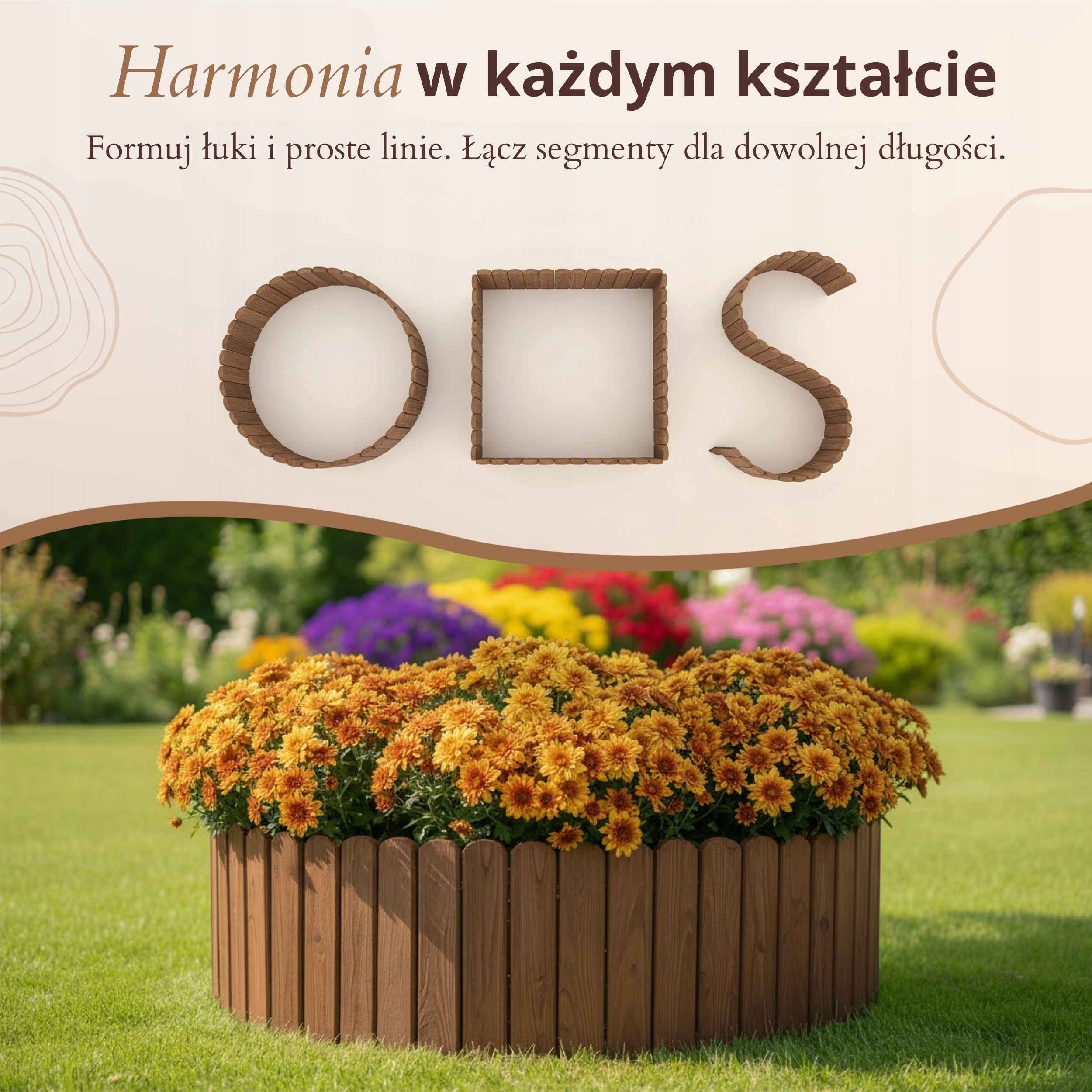 Floranica Garden edging 200x10 cm brown wooden fence Color brown