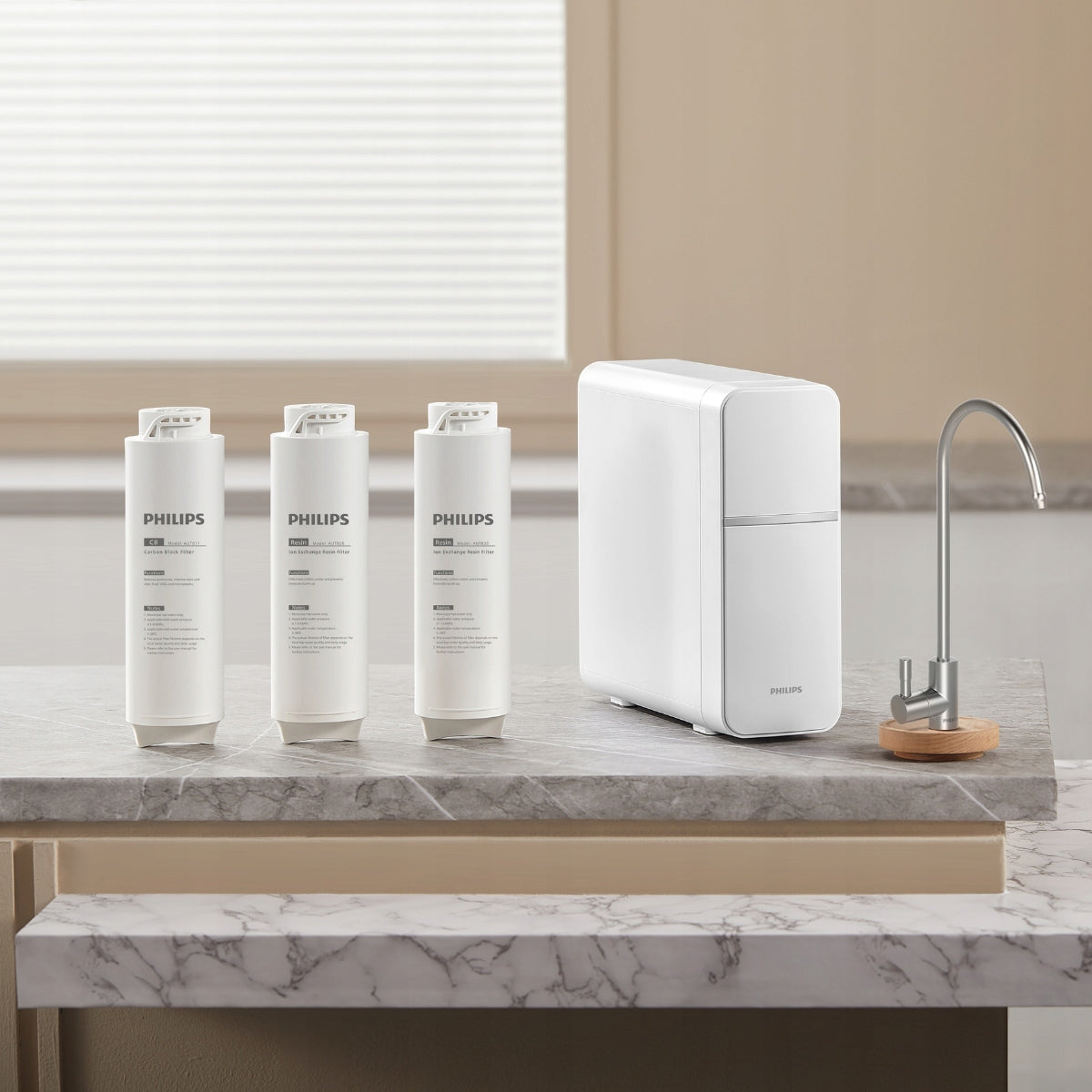 Flow-through softening water filter Philips AUT1211, sink filter Capacity 3650 l