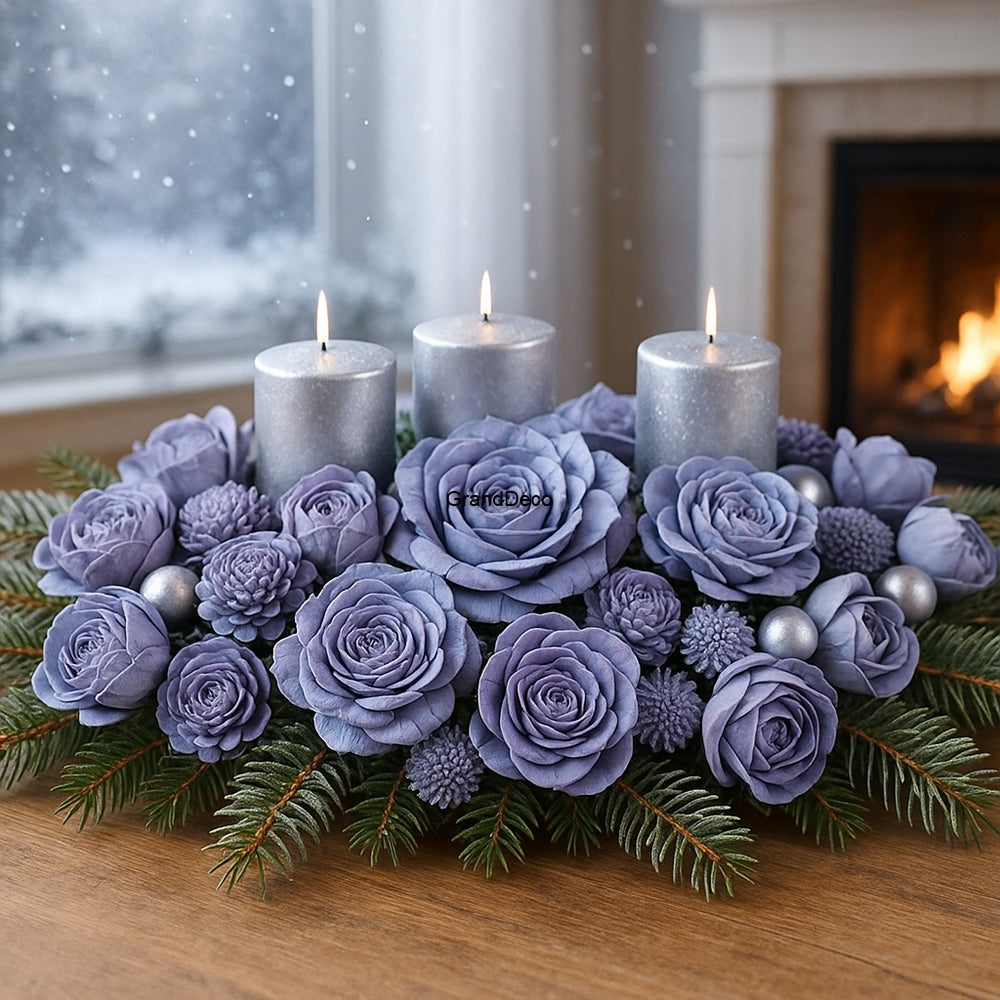 Flowers for pastel Christmas tree, purple flowers shola 60 pcs.2-6 cm GrandDeco Brand GrandDeco
