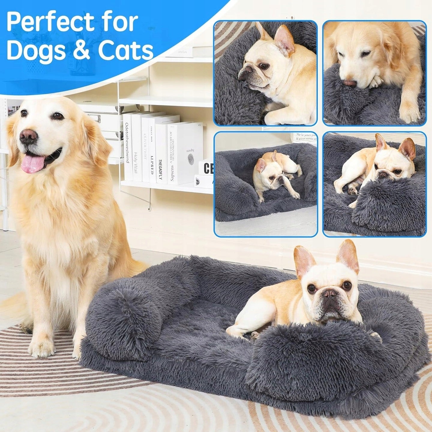 Fluffy Orthopedic Bed for Dog Memory Foam Shaggy 75 cm x 50 cm Packaging status original