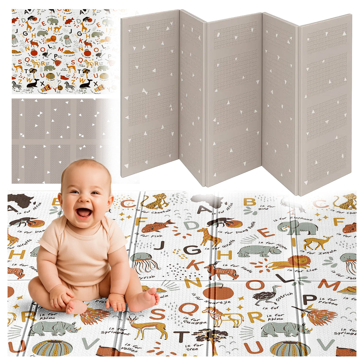 Foam Mat for Children Educational Double Sided Folding Colorful 180x160 cm