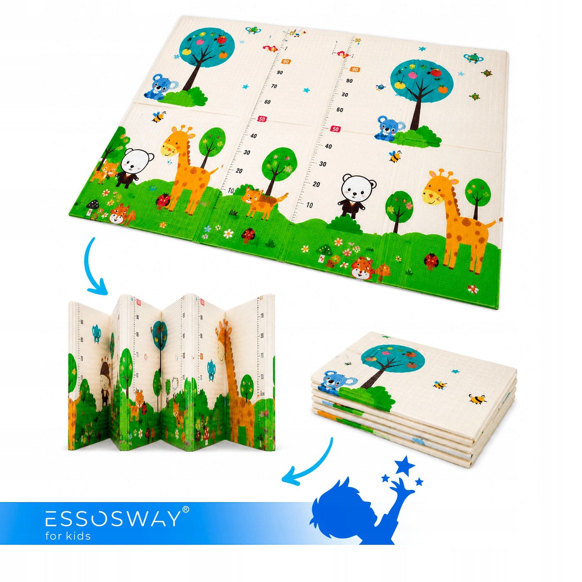 Foam Mat for Children Educational Folding Double Sided for Play 180x120cm Brand Essosway