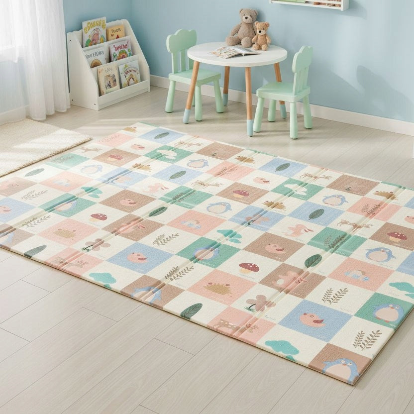 Foam mat for children 200x180 cm educational double-sided folding + bag Brand Ecotoys