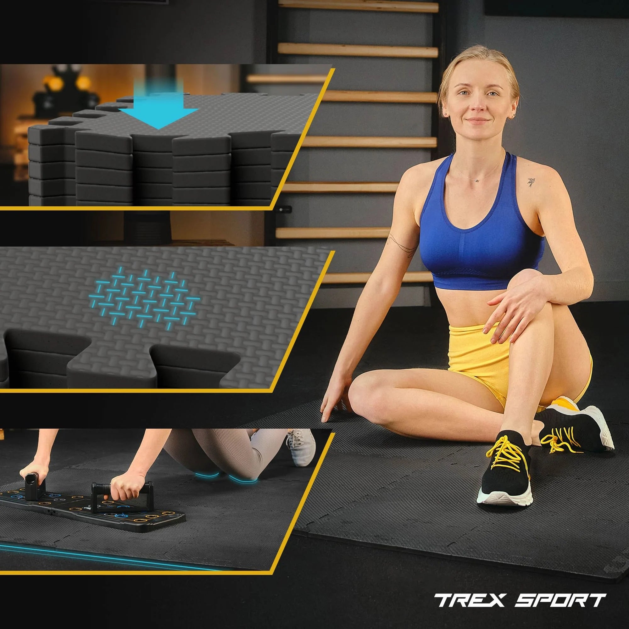 Foam puzzle mat thick for exercise under equipment XXL 24 pcs.Trex Sport Manufacturer code TX-010PM